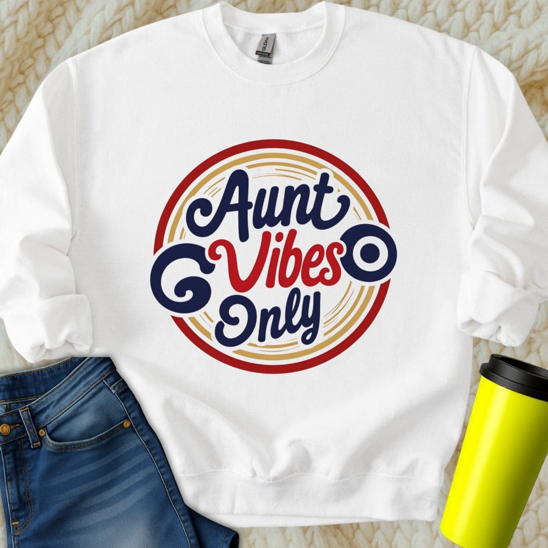 Printify Sweatshirt S / White Aunt Vibes Only Sweatshirt