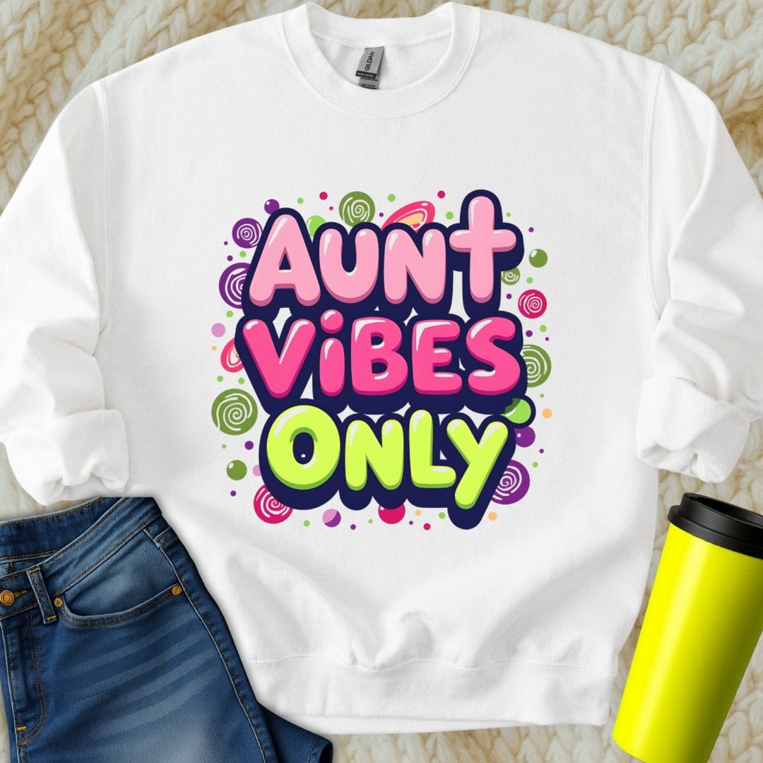 Printify Sweatshirt S / White Aunt Vibes Sweatshirt