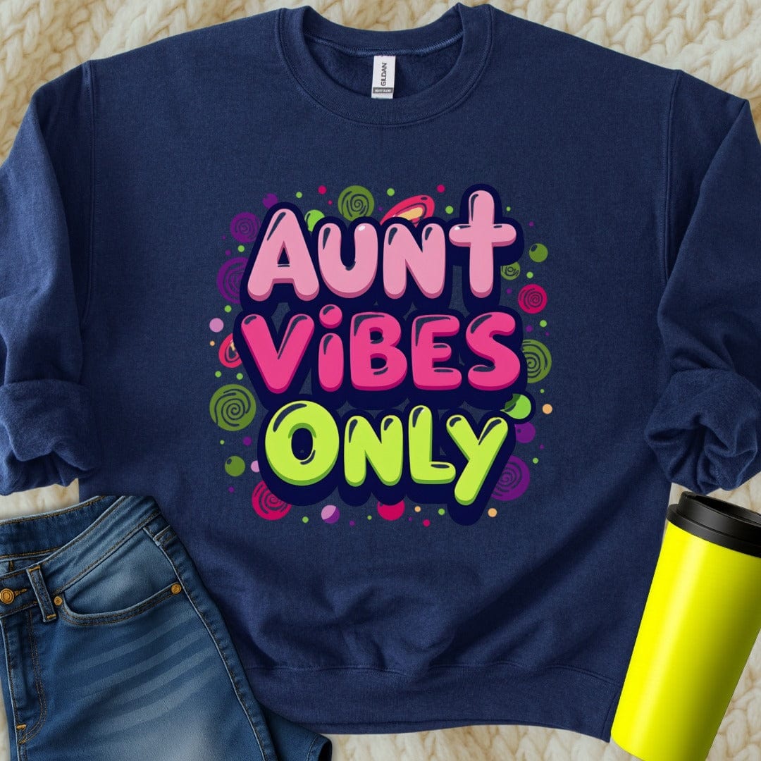 Printify Sweatshirt S / Navy Aunt Vibes Sweatshirt