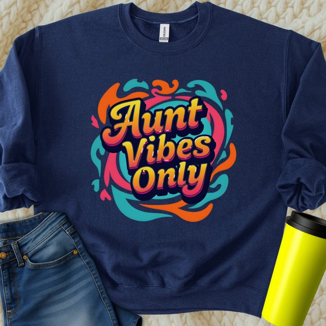 Printify Sweatshirt S / Navy Aunt Vibes Sweatshirt