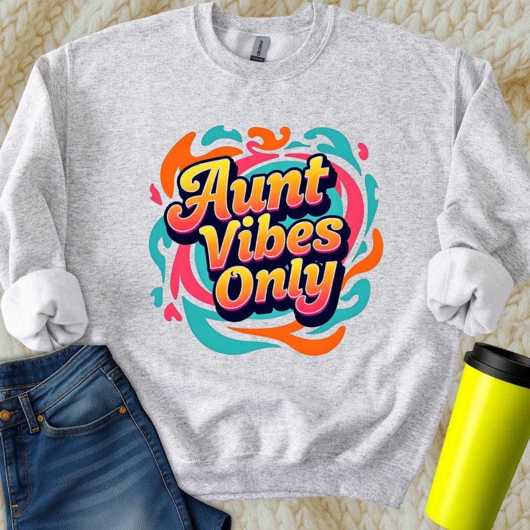 Printify Sweatshirt S / Ash Aunt Vibes Sweatshirt
