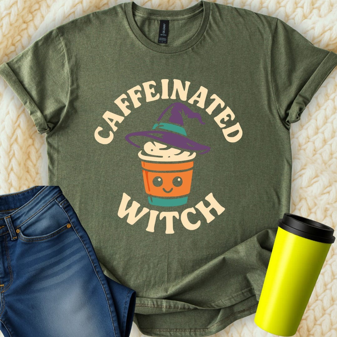 MyDesigns T-Shirt S / Military Green Caffeinated Witch T-Shirt