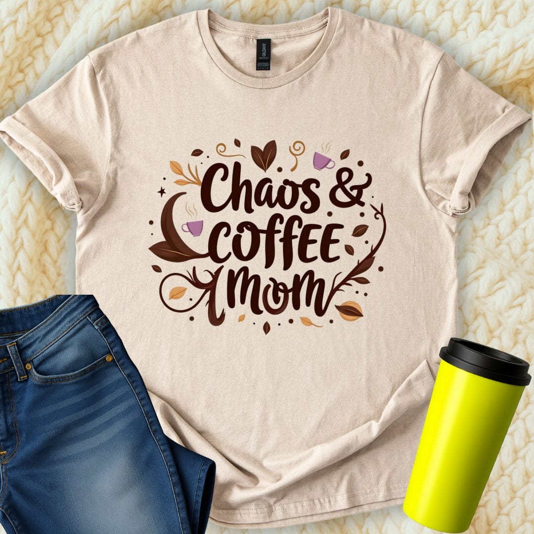 Printify T-Shirt Sand / S Chaos & Coffee Mom T-Shirt