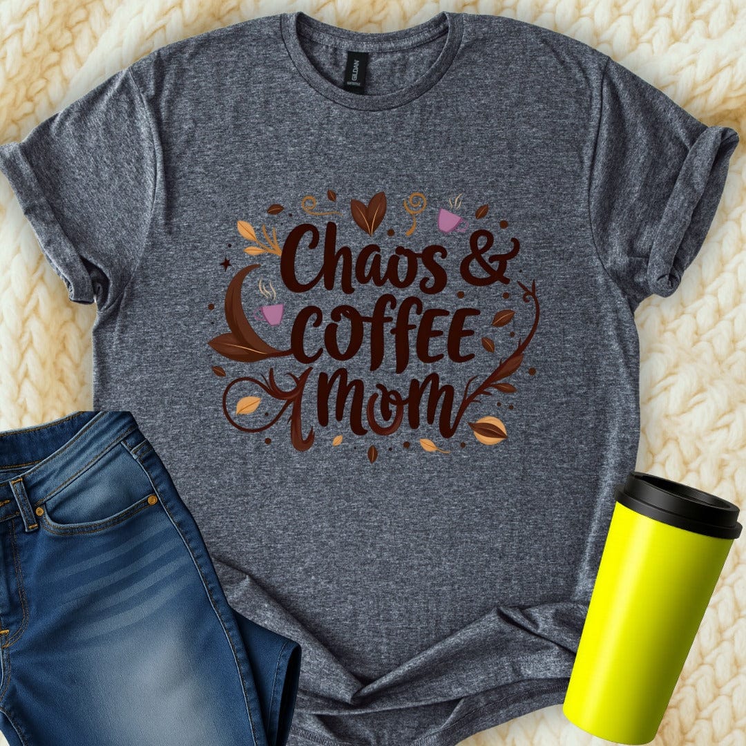 Printify T-Shirt Dark Heather / S Chaos & Coffee Mom T-Shirt