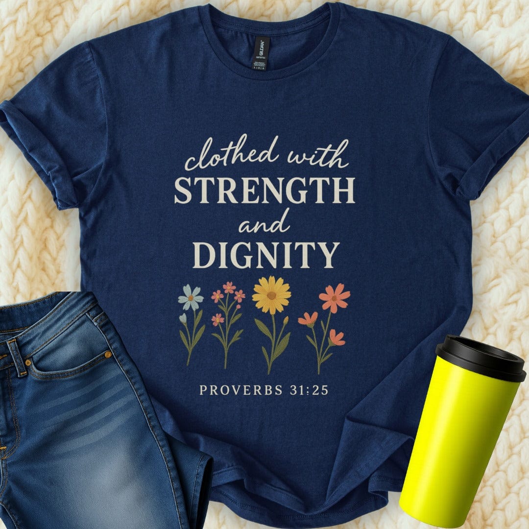 The Off Base T-Shirt S / Navy Clothed With Strength T-Shirt