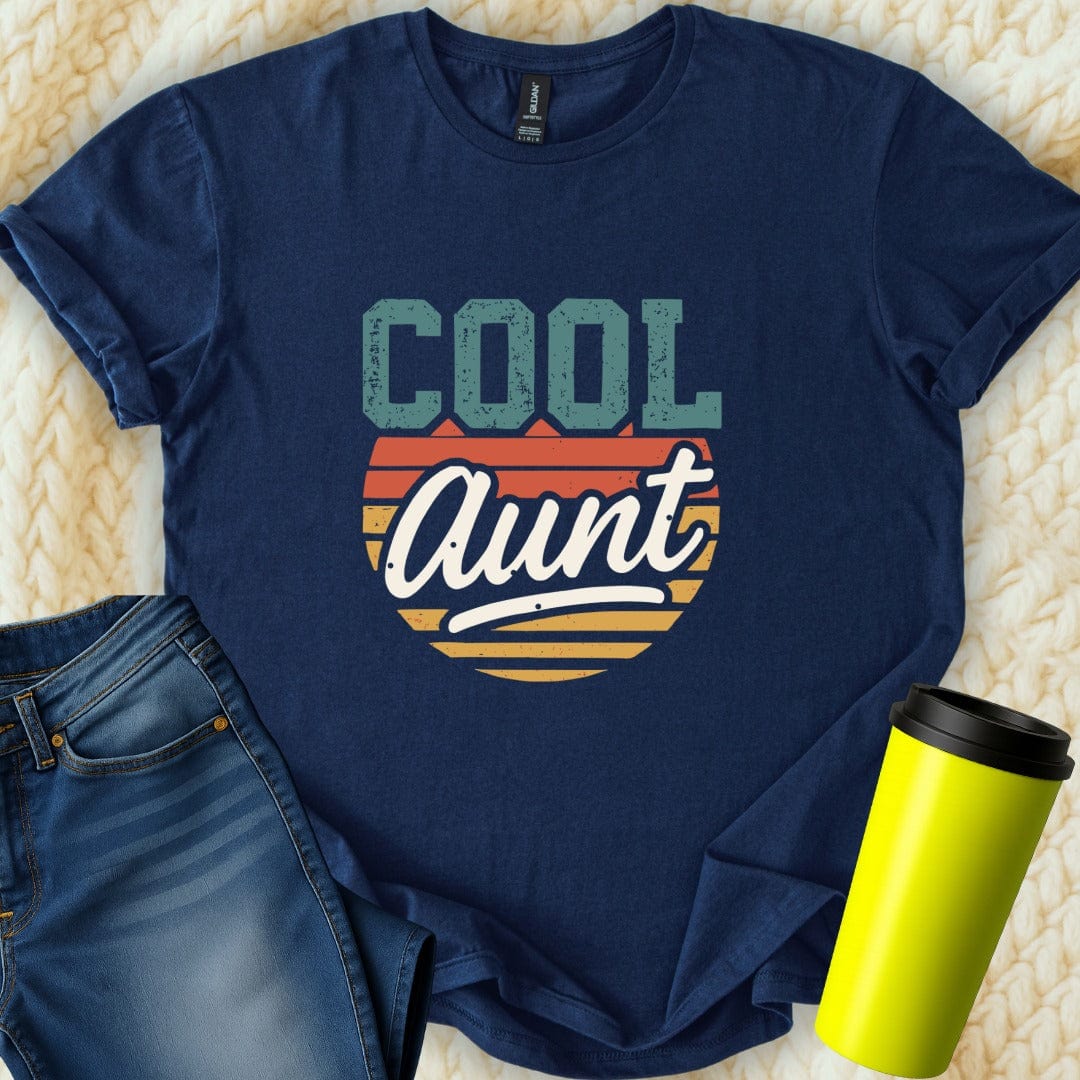 MyDesigns Physical Item Cool Aunt Retro Striped Graphic Design Tee Great T-Shirt