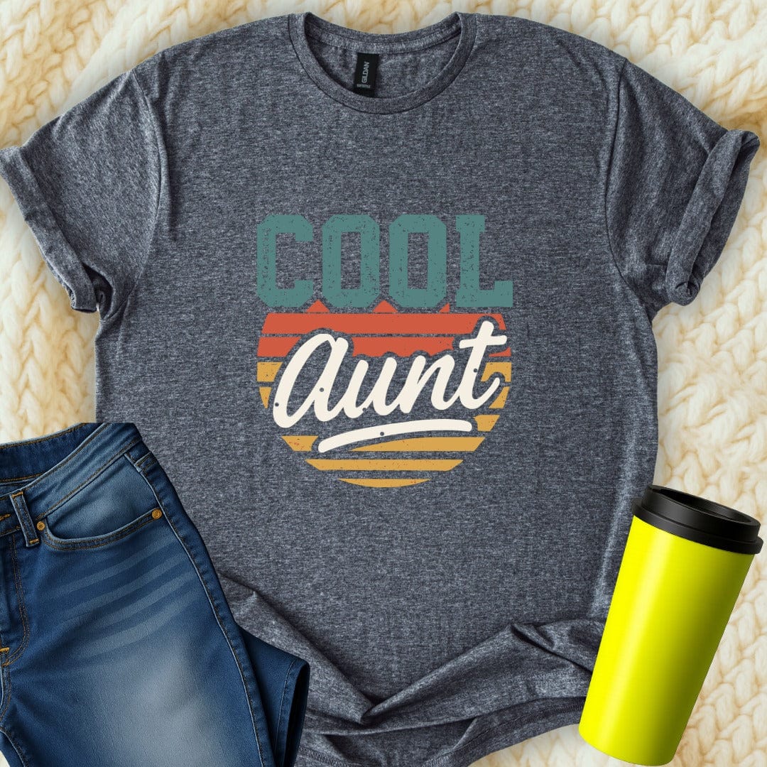 MyDesigns Physical Item Cool Aunt Retro Striped Graphic Design Tee Great T-Shirt