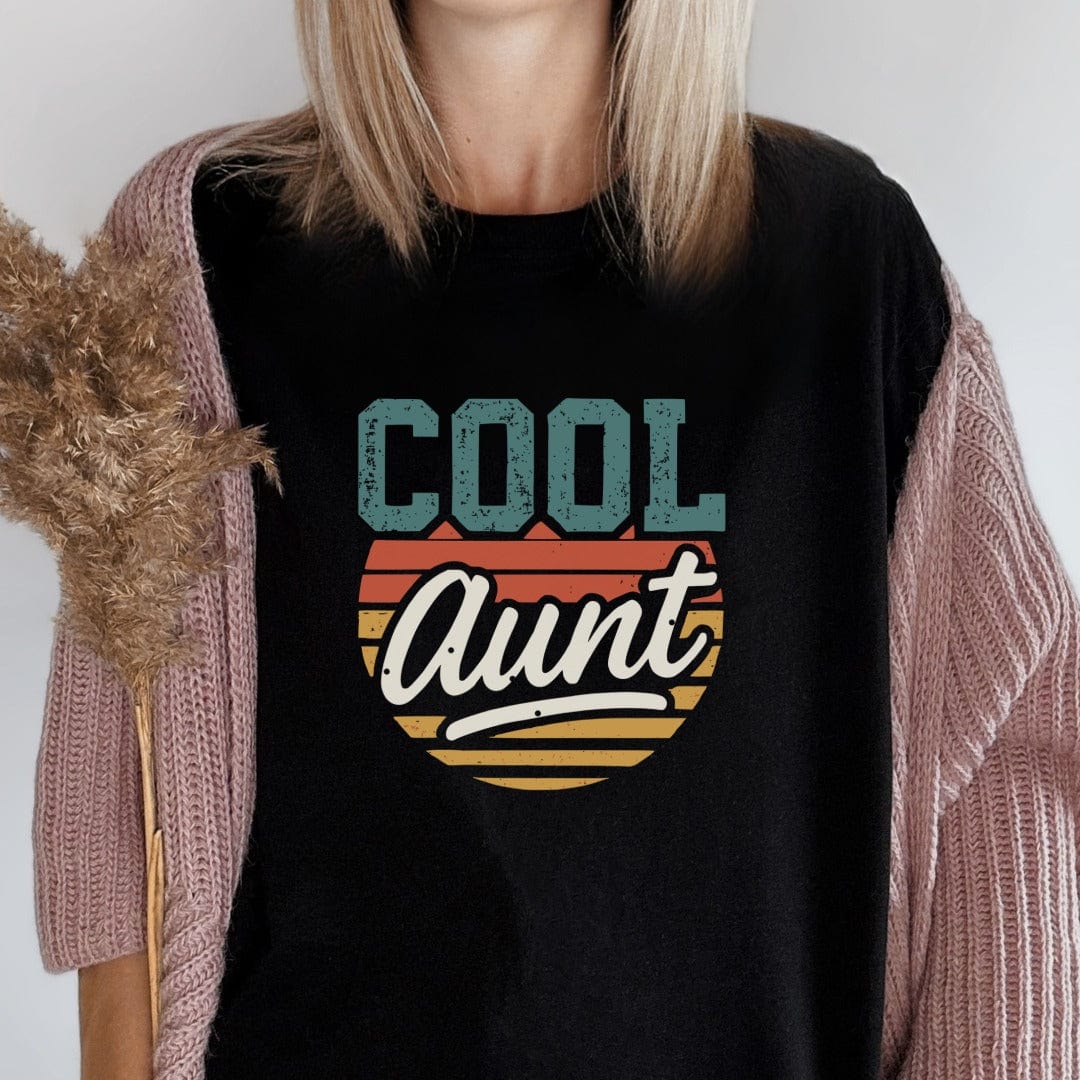 MyDesigns Physical Item Cool Aunt Retro Striped Graphic Design Tee Great T-Shirt