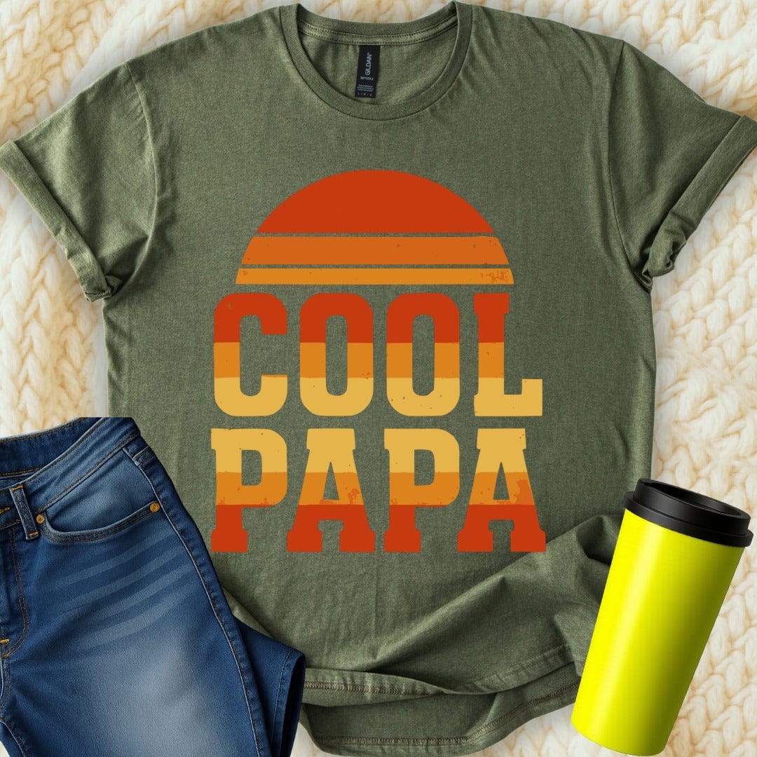 MyDesigns Physical Item COOL PAPA Sunset Stylish Retro Father's Day Graphic T-Shirt