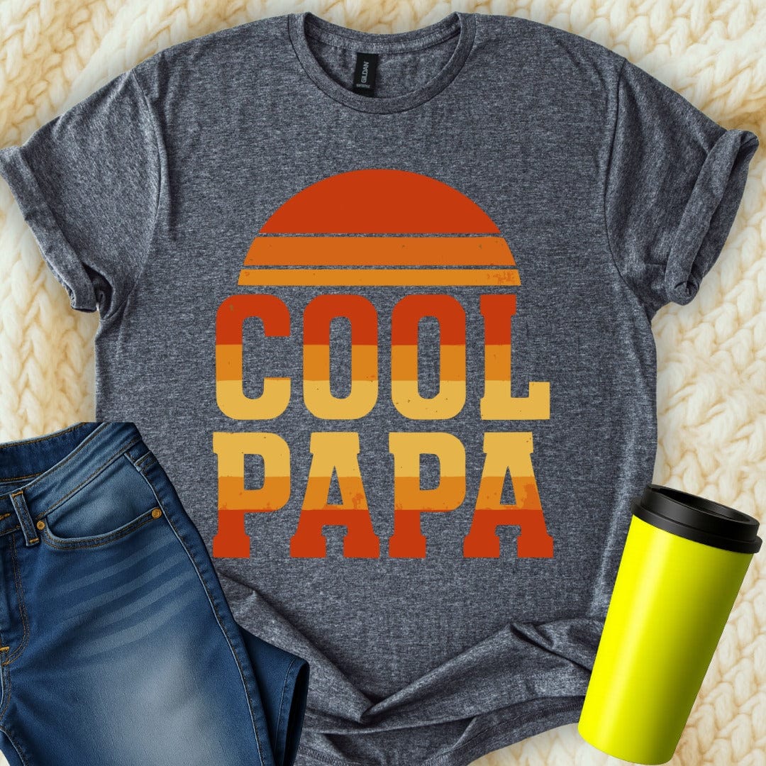 MyDesigns Physical Item COOL PAPA Sunset Stylish Retro Father's Day Graphic T-Shirt
