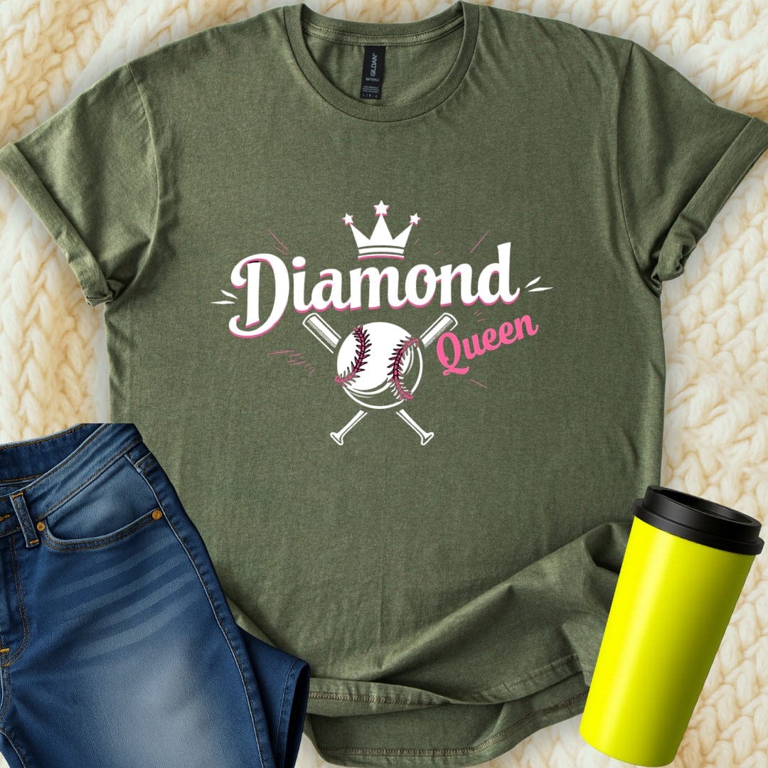 Printify T-Shirt Military Green / S Diamond Queen T-Shirt