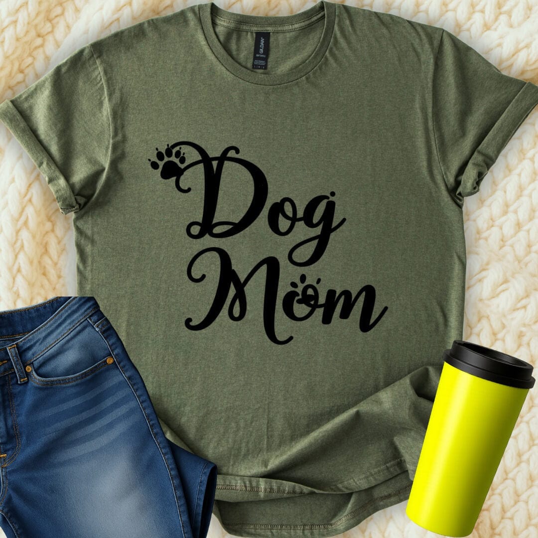 Printify T-Shirt Military Green / S Dog Mom T-Shirt