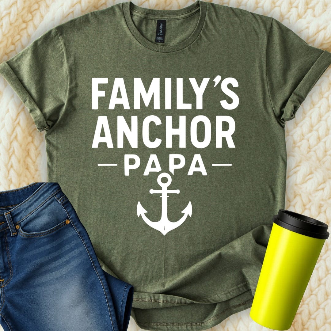 MyDesigns Physical Item Family's Anchor Papa Boat Design Graphic Funny T-Shirt