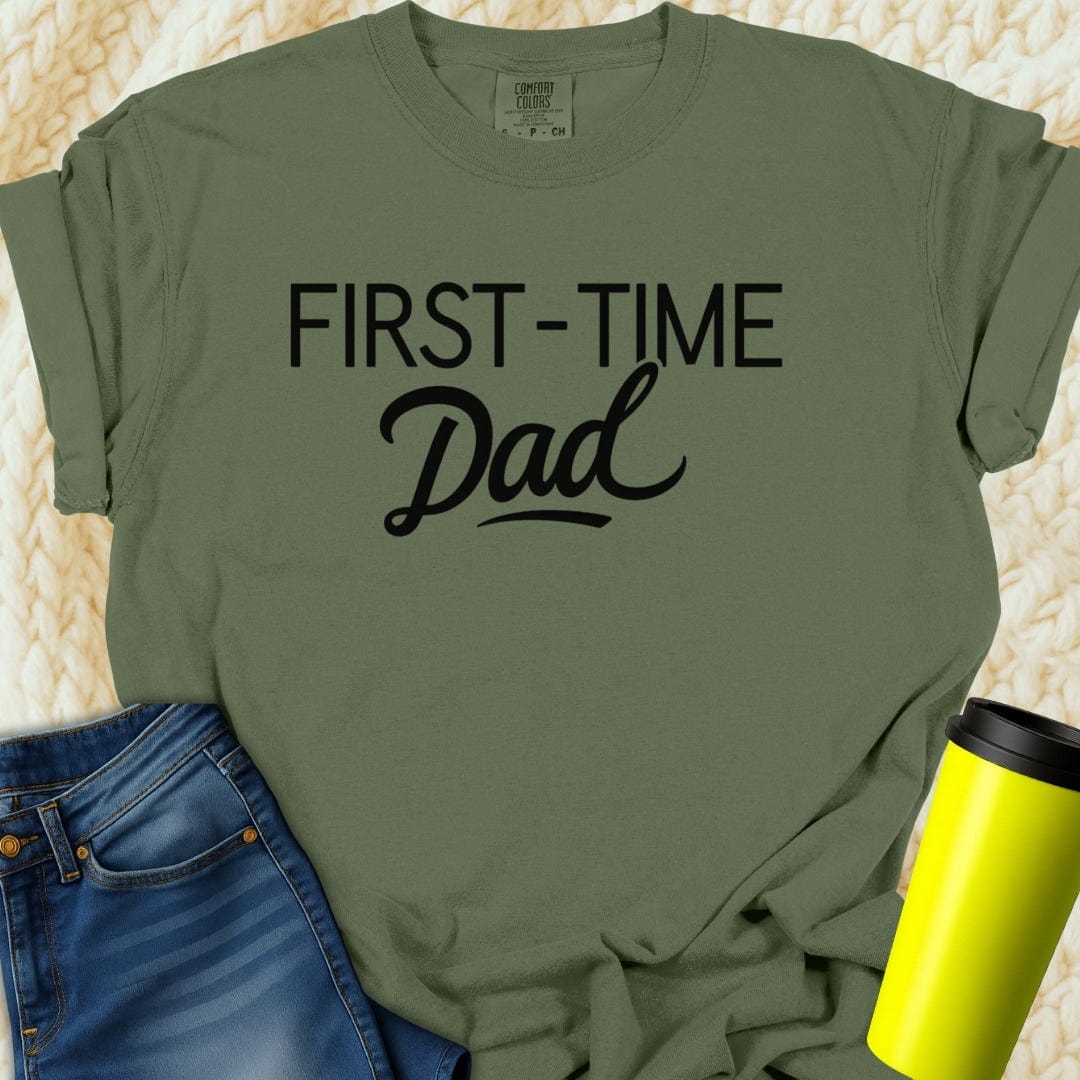 Printify T-Shirt Moss / S First Time Dad Tee