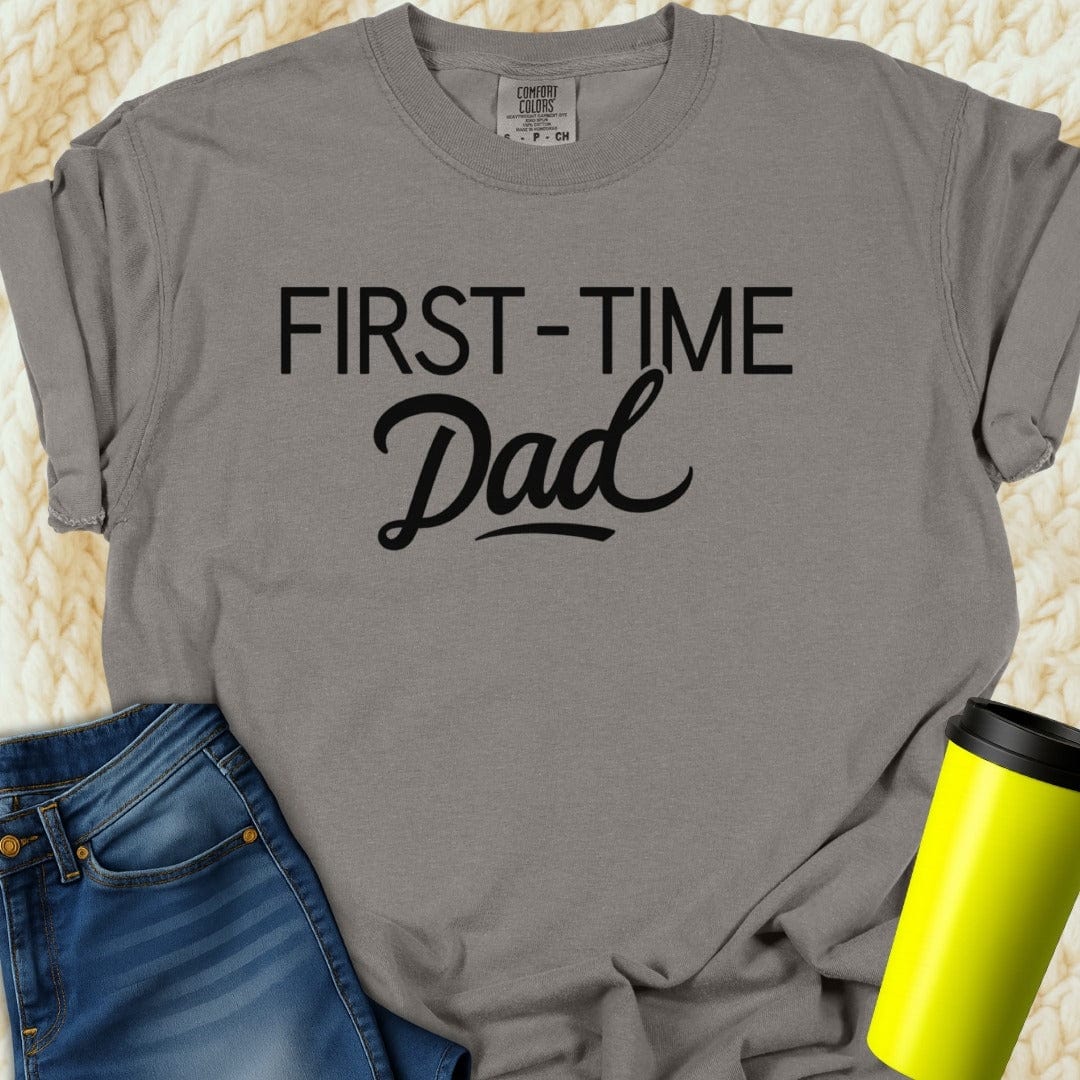 Printify T-Shirt Grey / S First Time Dad Tee
