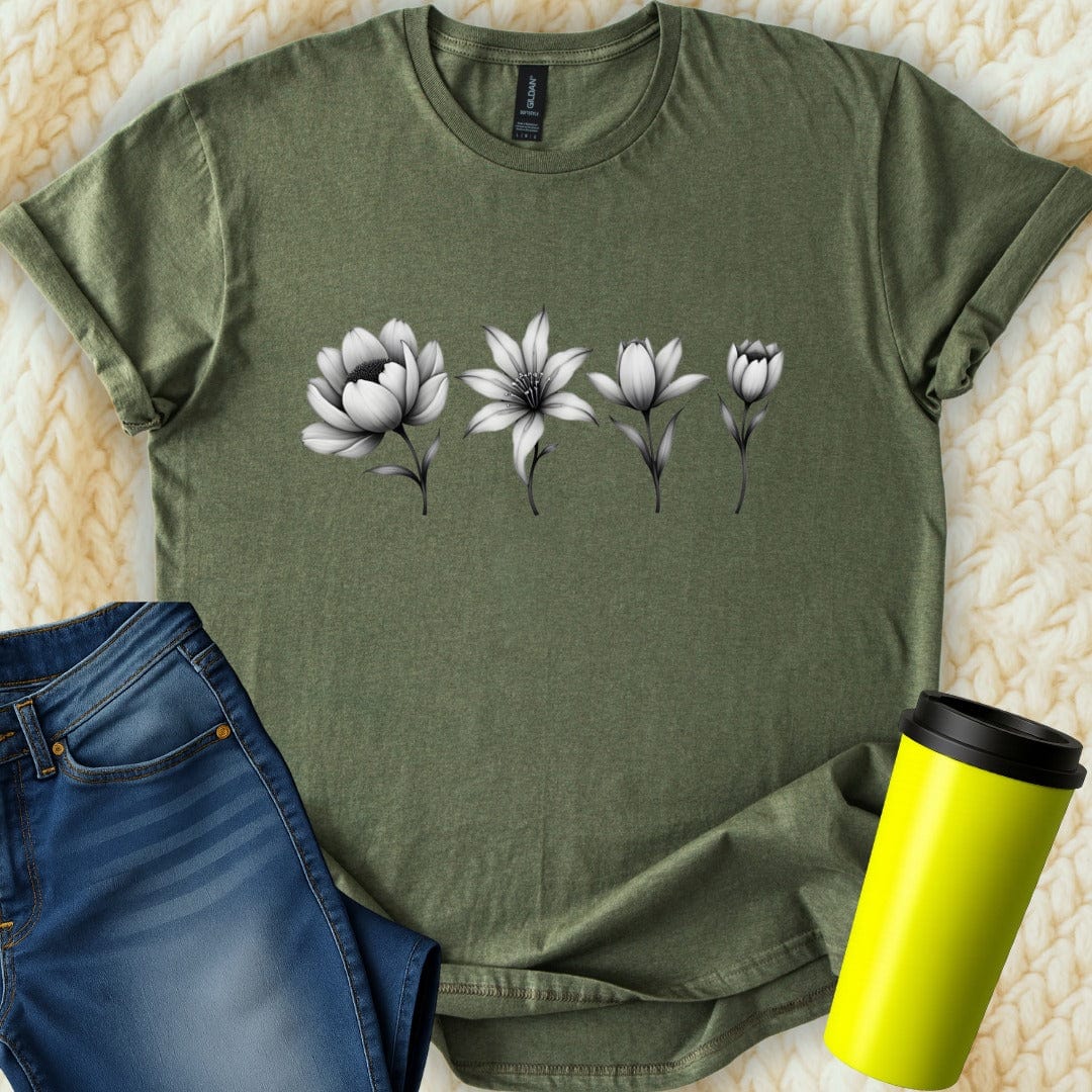 Printify T-Shirt Military Green / S Flower Mom T-Shirt