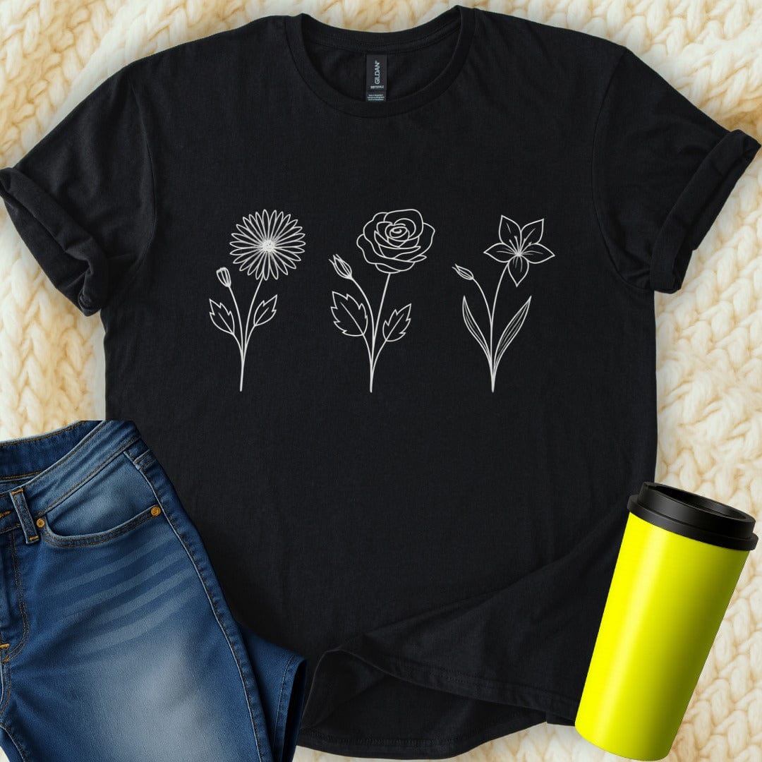 Printify T-Shirt Black / S Flower T-Shirt
