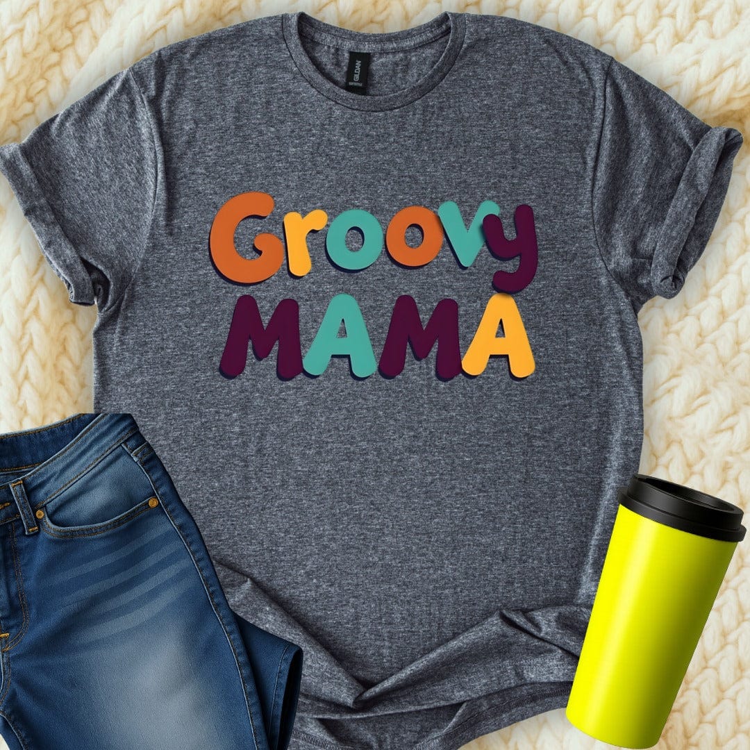 Printify T-Shirt Dark Heather / S Groovy Mama T-Shirt