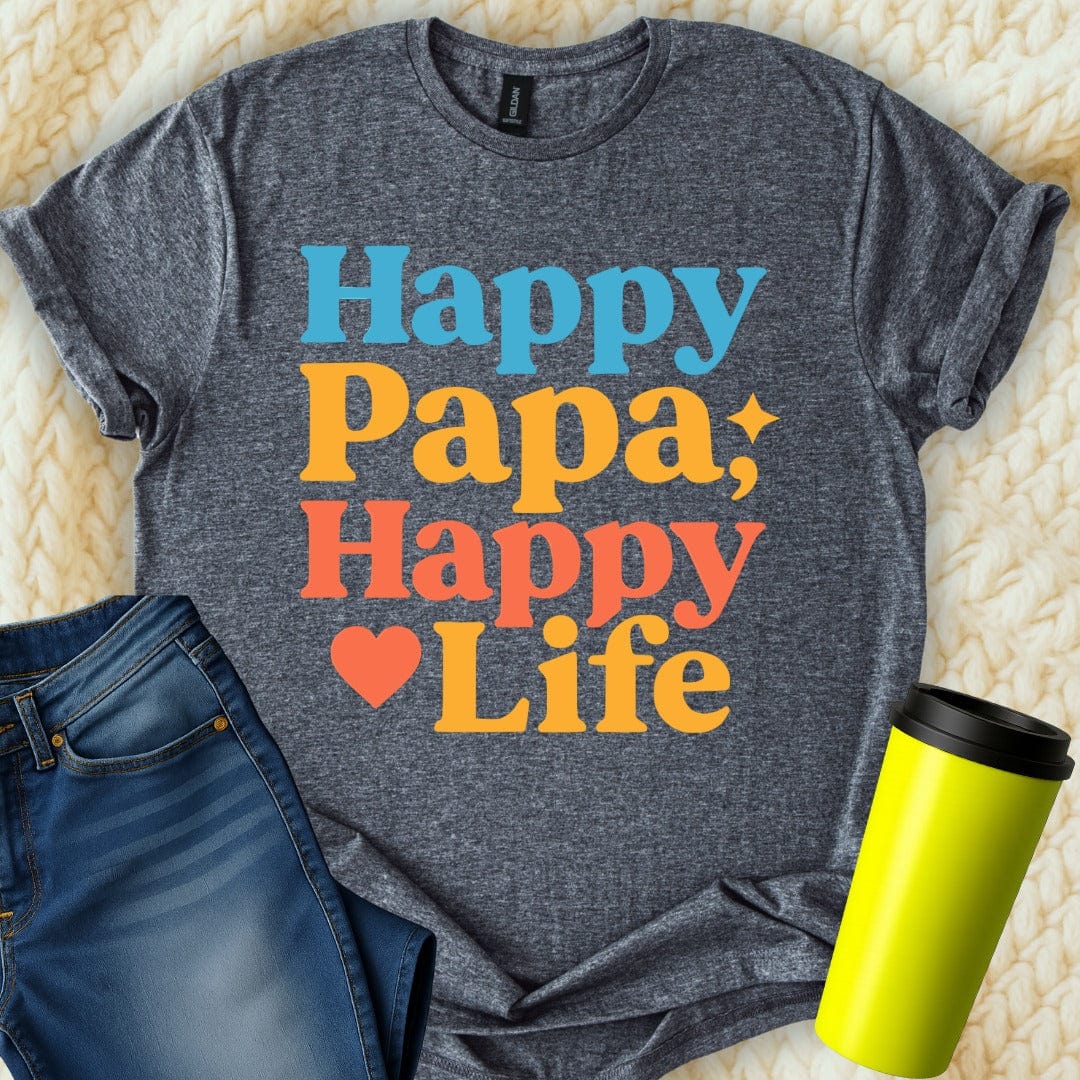 MyDesigns Physical Item Happy Papa Happy Life Colorful Graphic Unisex T-Shirt