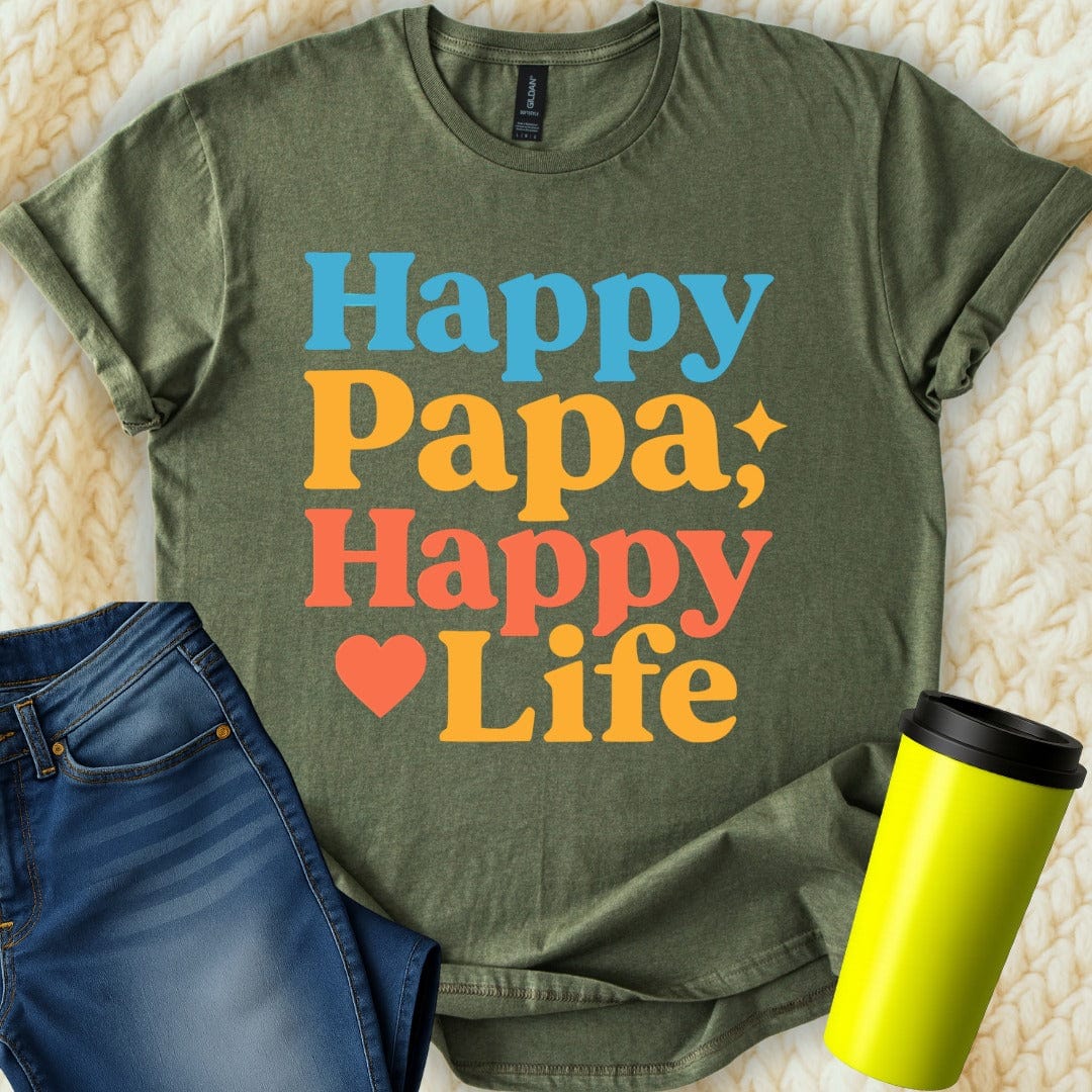 MyDesigns Physical Item Happy Papa Happy Life Colorful Graphic Unisex T-Shirt