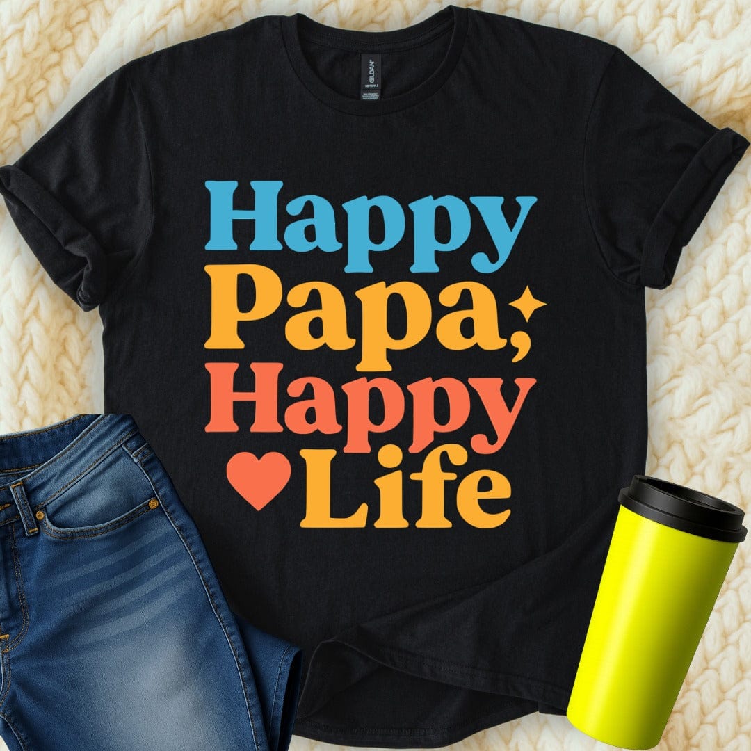 MyDesigns Physical Item Happy Papa Happy Life Colorful Graphic Unisex T-Shirt