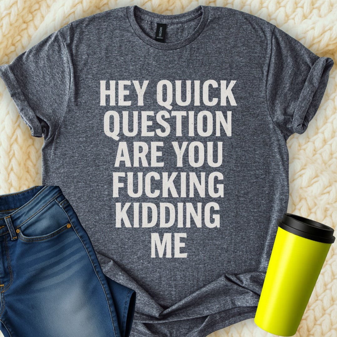 The Off Base T-Shirt S / Dark Heather Hey Quick Question Are You Kidding T-Shirt