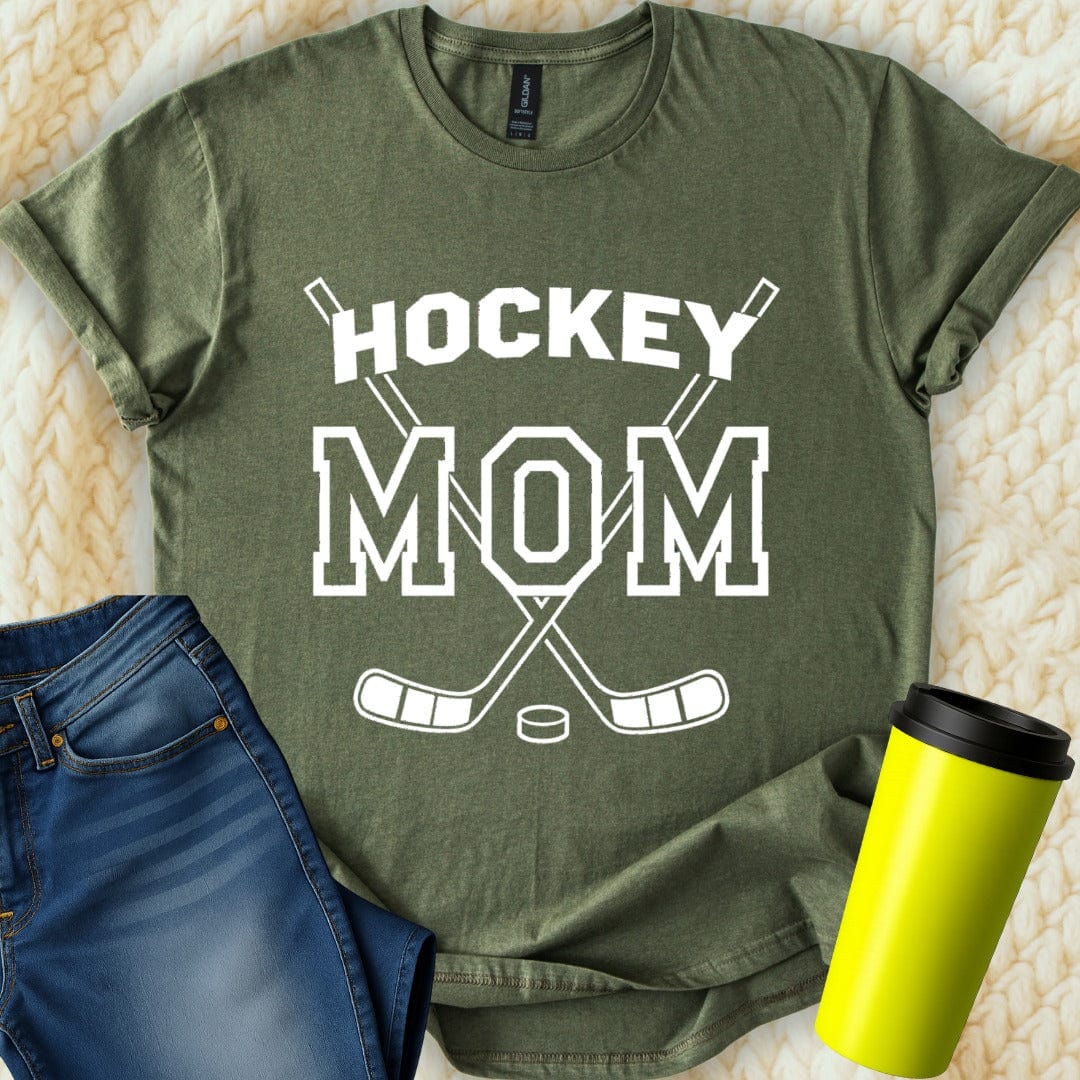 Printify T-Shirt Military Green / S Hockey Mom T-Shirt