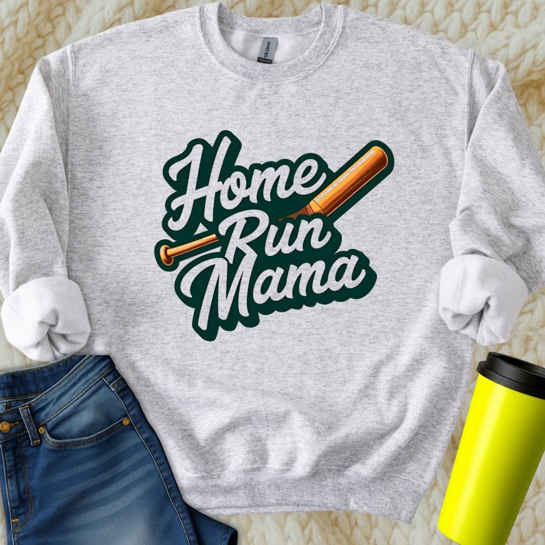 Printify Sweatshirt S / Ash Home Run Mama Sweatshirt