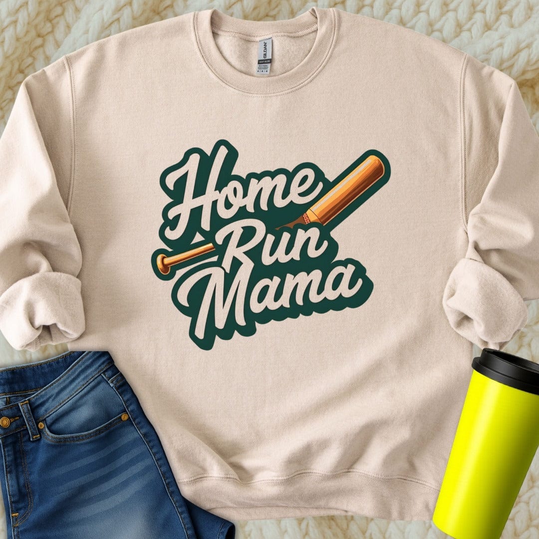 Printify Sweatshirt S / Sand Home Run Mama Sweatshirt