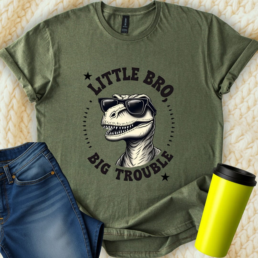 Printify T-Shirt Military Green / S Little Brother Fun T-Shirt