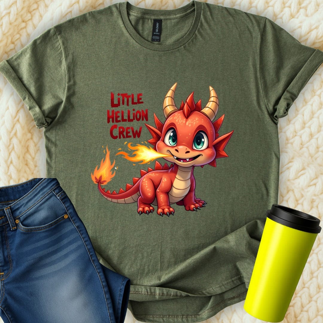 Printify T-Shirt Military Green / S Little Hellion Crew T-Shirt