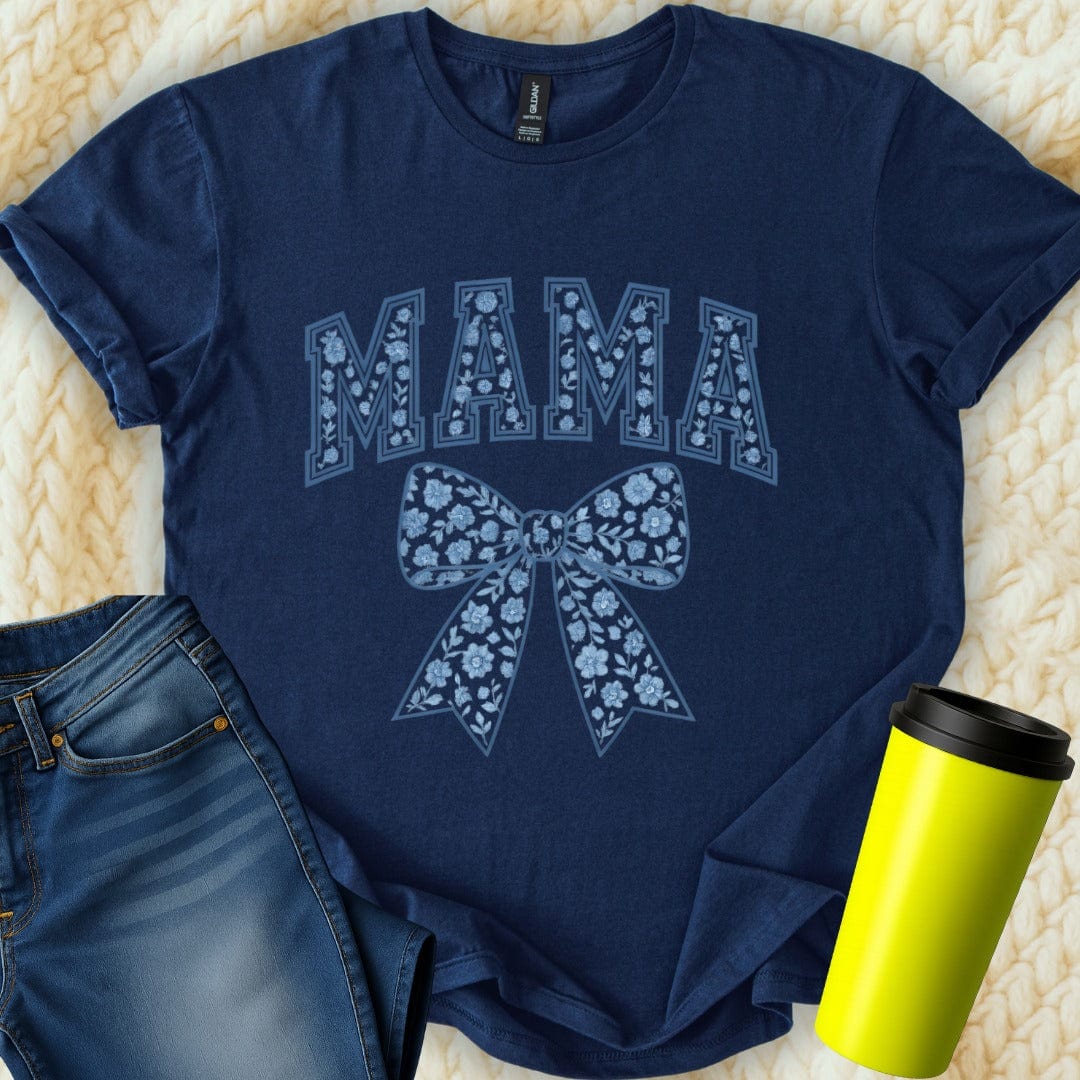Printify T-Shirt Navy / S Mama Bow T-Shirt