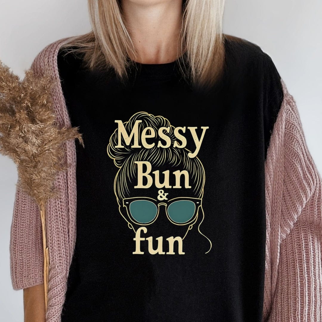 Printify T-Shirt Messy Bun Mom Fun T-Shirt