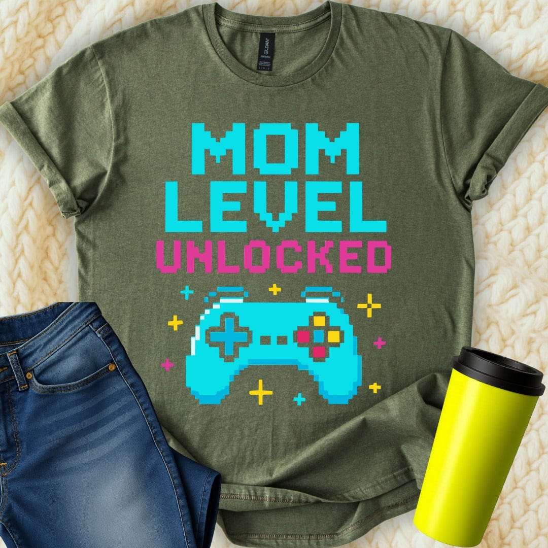 MyDesigns T-Shirt S / Military Green Mom Level Unlocked T-Shirt