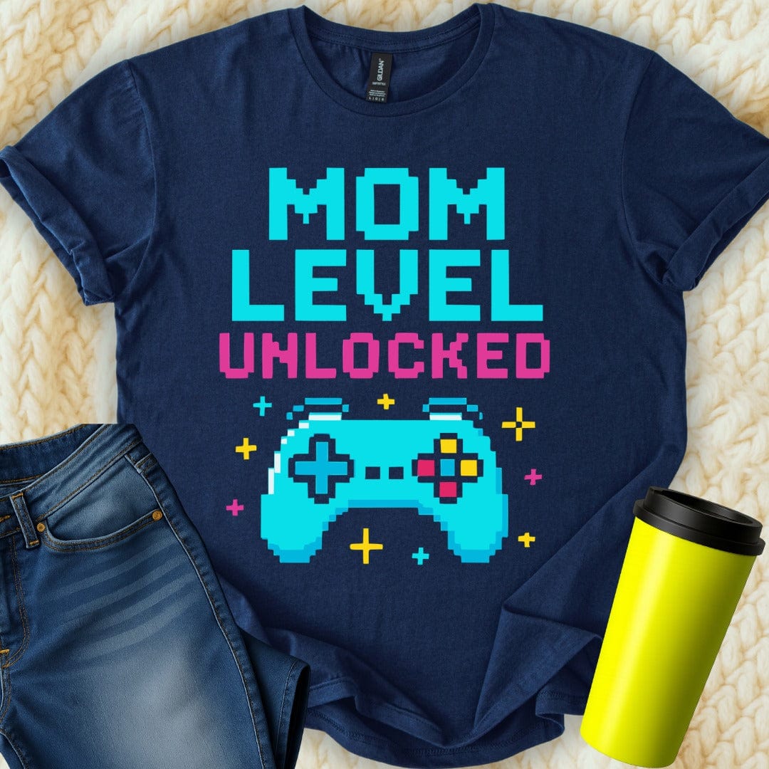 MyDesigns T-Shirt S / Navy Mom Level Unlocked T-Shirt