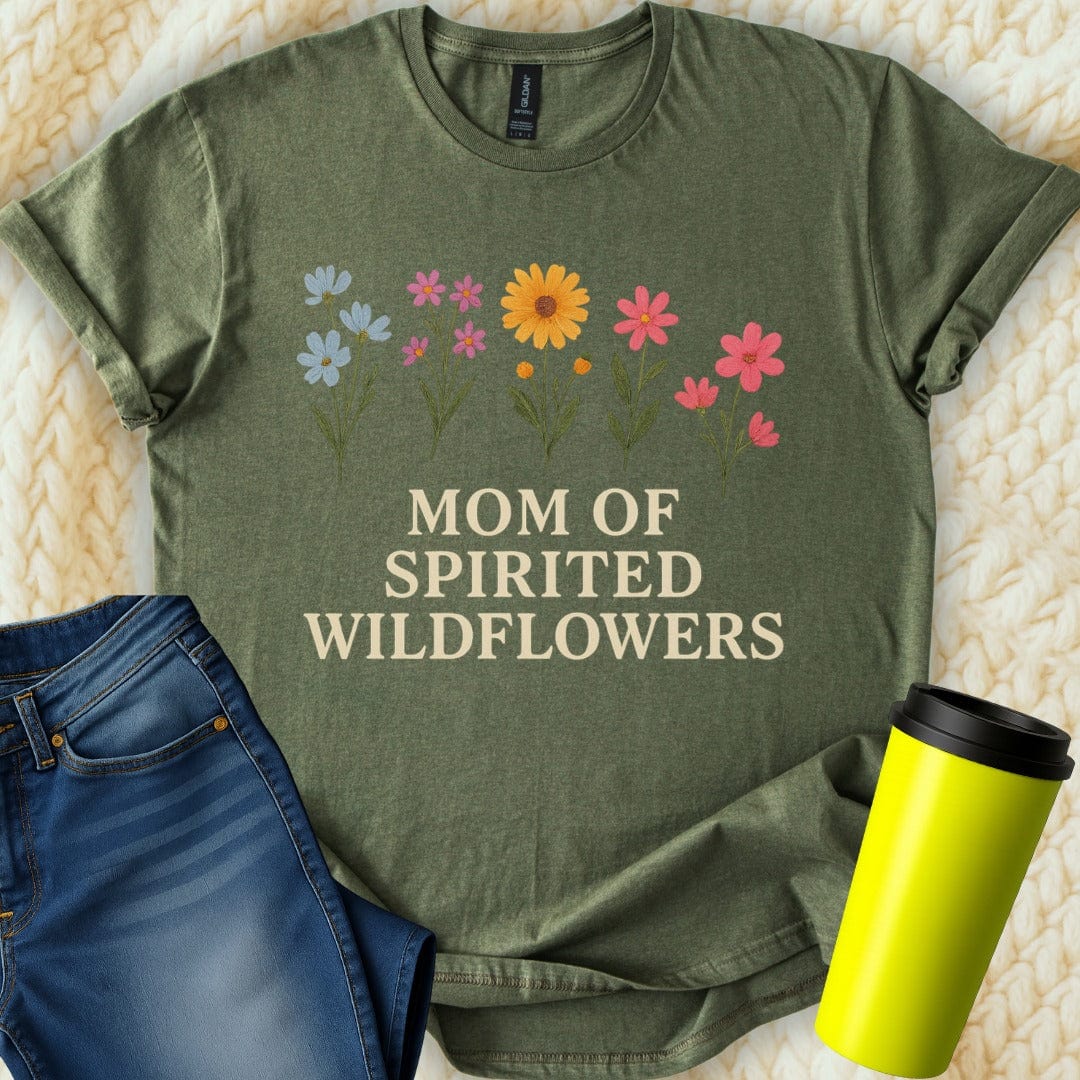 The Off Base T-Shirt S / Military Green Mom of Spirited Wildflowers T-Shirt
