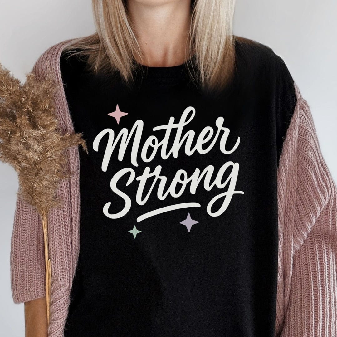 MyDesigns T-Shirt Mother Strong With Stars Typography Design Style T-Shirt