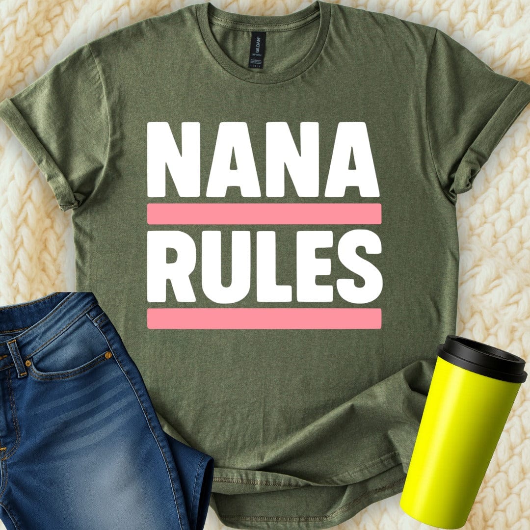 MyDesigns Physical Item Nana Rules Funny Grandmother Gift Grandma Present T-Shirt