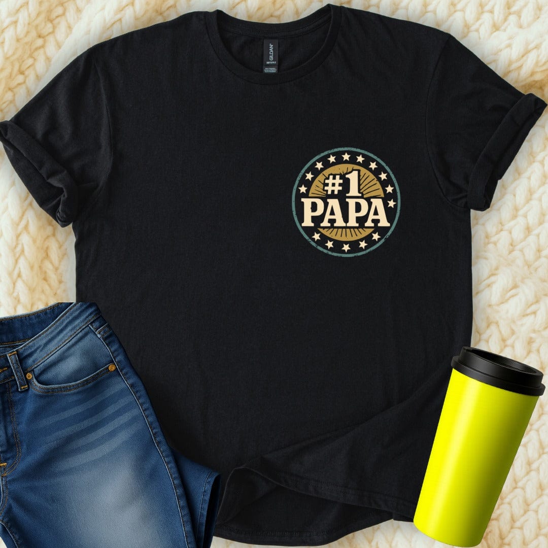 MyDesigns Physical Item Number One Papa Round Design Graphic Print for Fathers T-Shirt