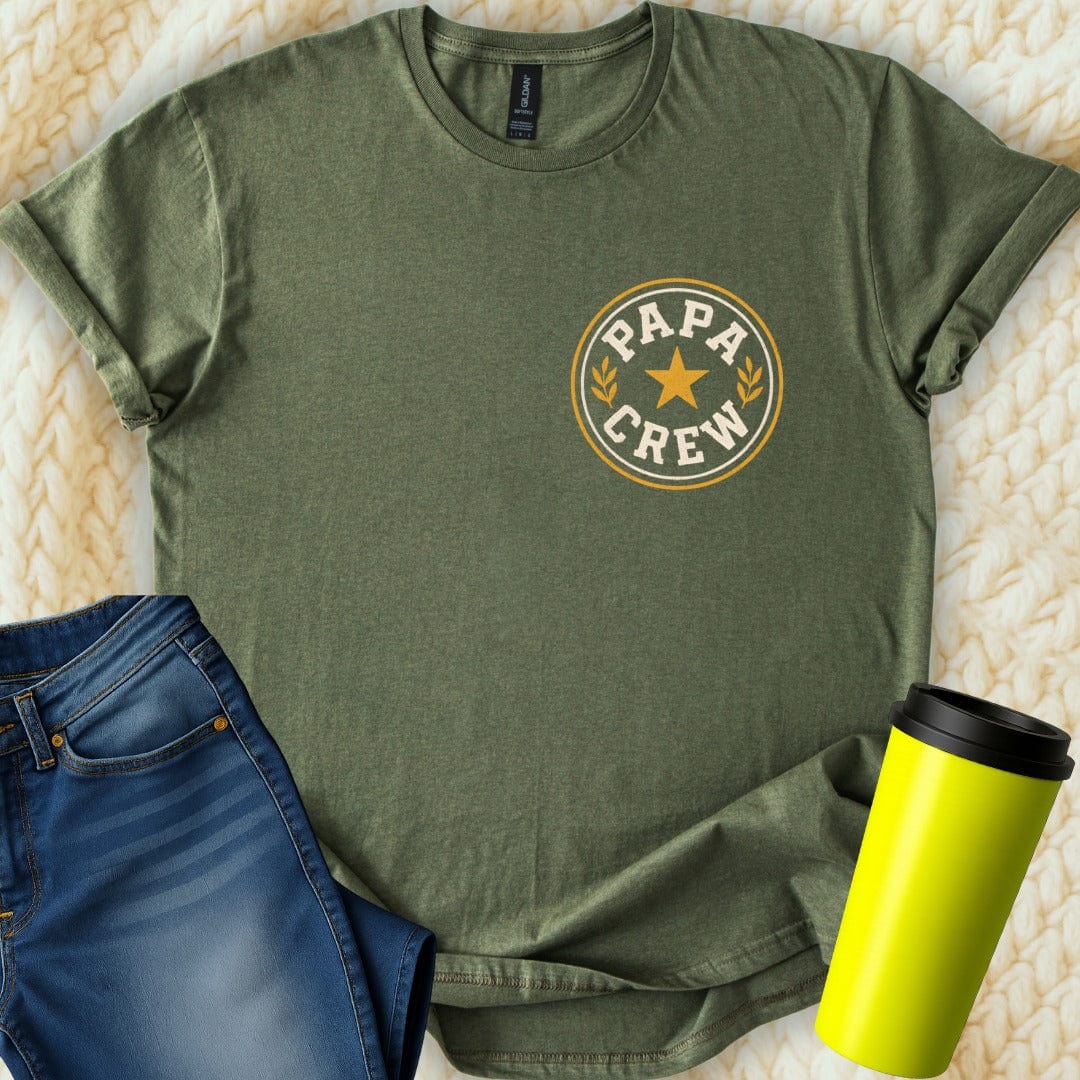 MyDesigns Physical Item Papa Crew Design Star Emblem Graphic Present T-Shirt