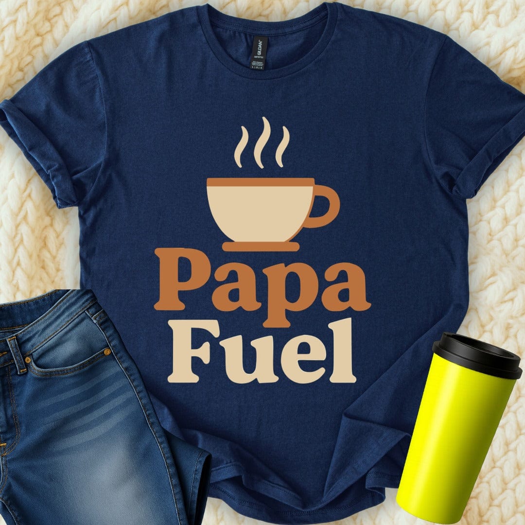 MyDesigns Physical Item Papa Fuel Graphic with Coffee Cup Design Novelty T-Shirt