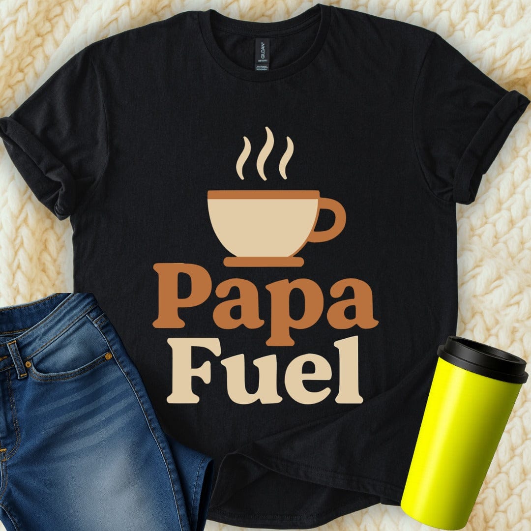 MyDesigns Physical Item Papa Fuel Graphic with Coffee Cup Design Novelty T-Shirt