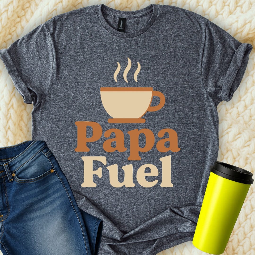 MyDesigns Physical Item Papa Fuel Graphic with Coffee Cup Design Novelty T-Shirt