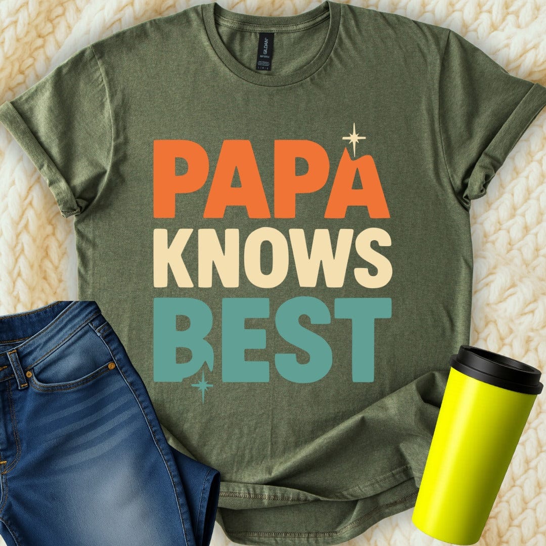 MyDesigns Physical Item Papa Knows Best Colorful Graphic Design Unisex T-Shirt