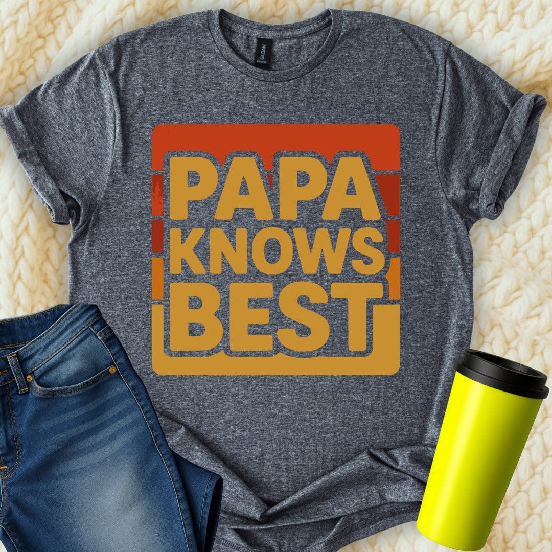 MyDesigns Physical Item Papa Knows Best Retro Style Graphic Family T-Shirt