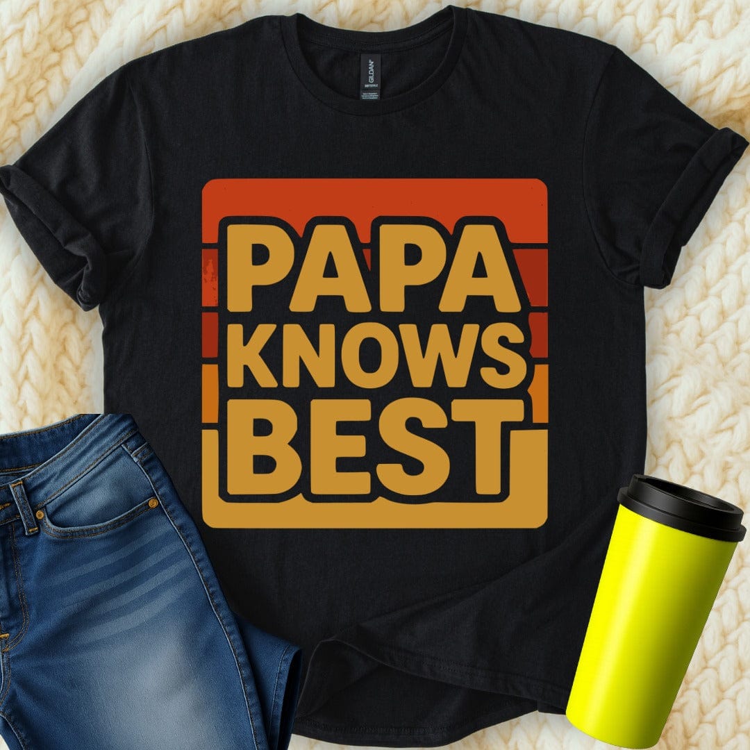 MyDesigns Physical Item Papa Knows Best Retro Style Graphic Family T-Shirt