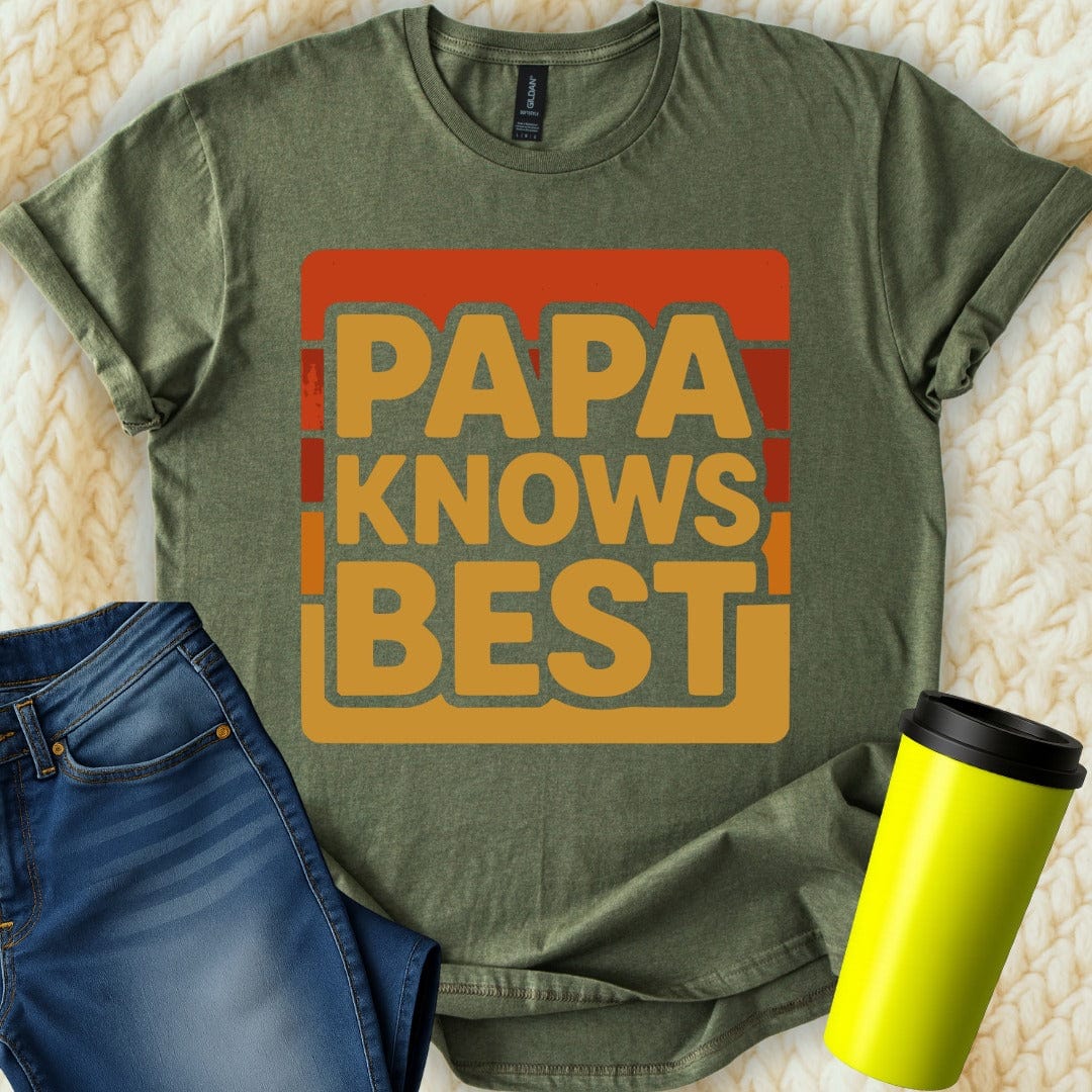 MyDesigns Physical Item Papa Knows Best Retro Style Graphic Family T-Shirt