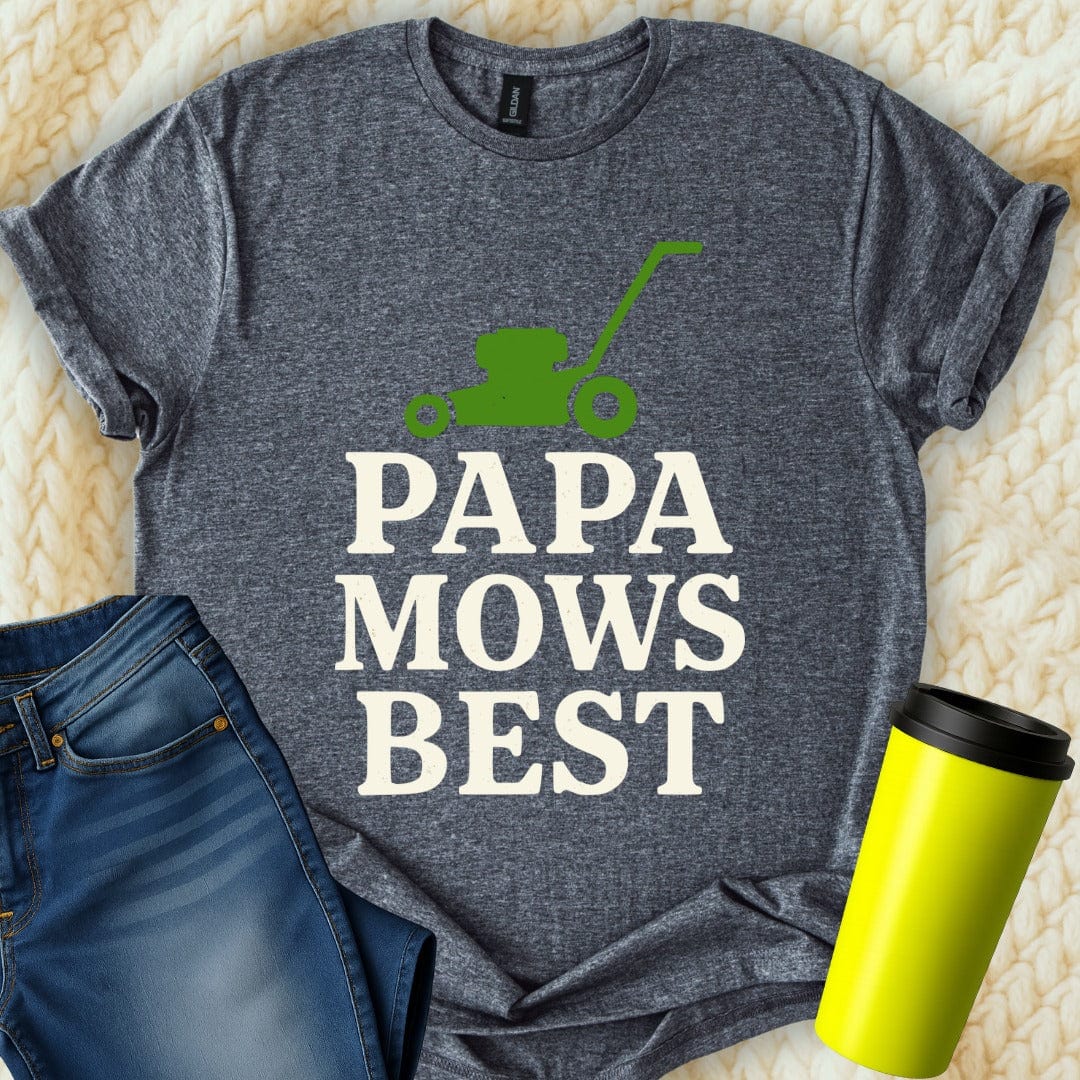 MyDesigns Physical Item Papa Mows Best Lawn Care Landscaping Dad Gardener T-Shirt