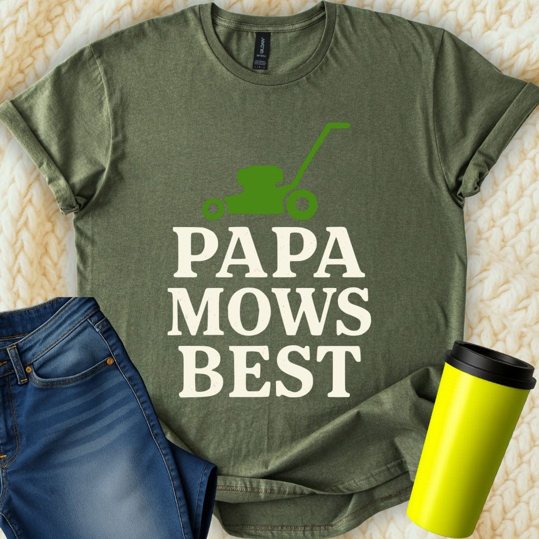 MyDesigns Physical Item Papa Mows Best Lawn Care Landscaping Dad Gardener T-Shirt