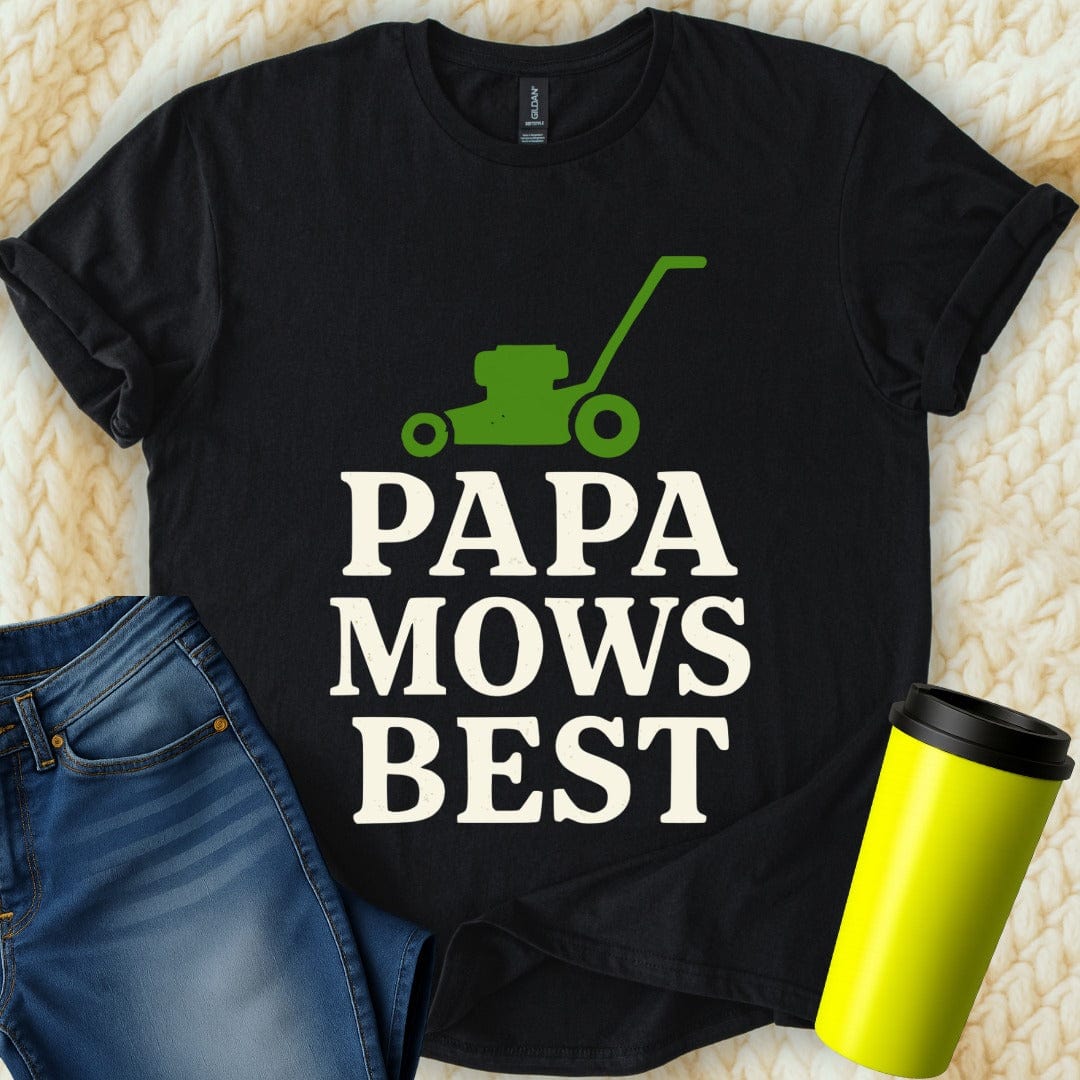 MyDesigns Physical Item Papa Mows Best Lawn Care Landscaping Dad Gardener T-Shirt
